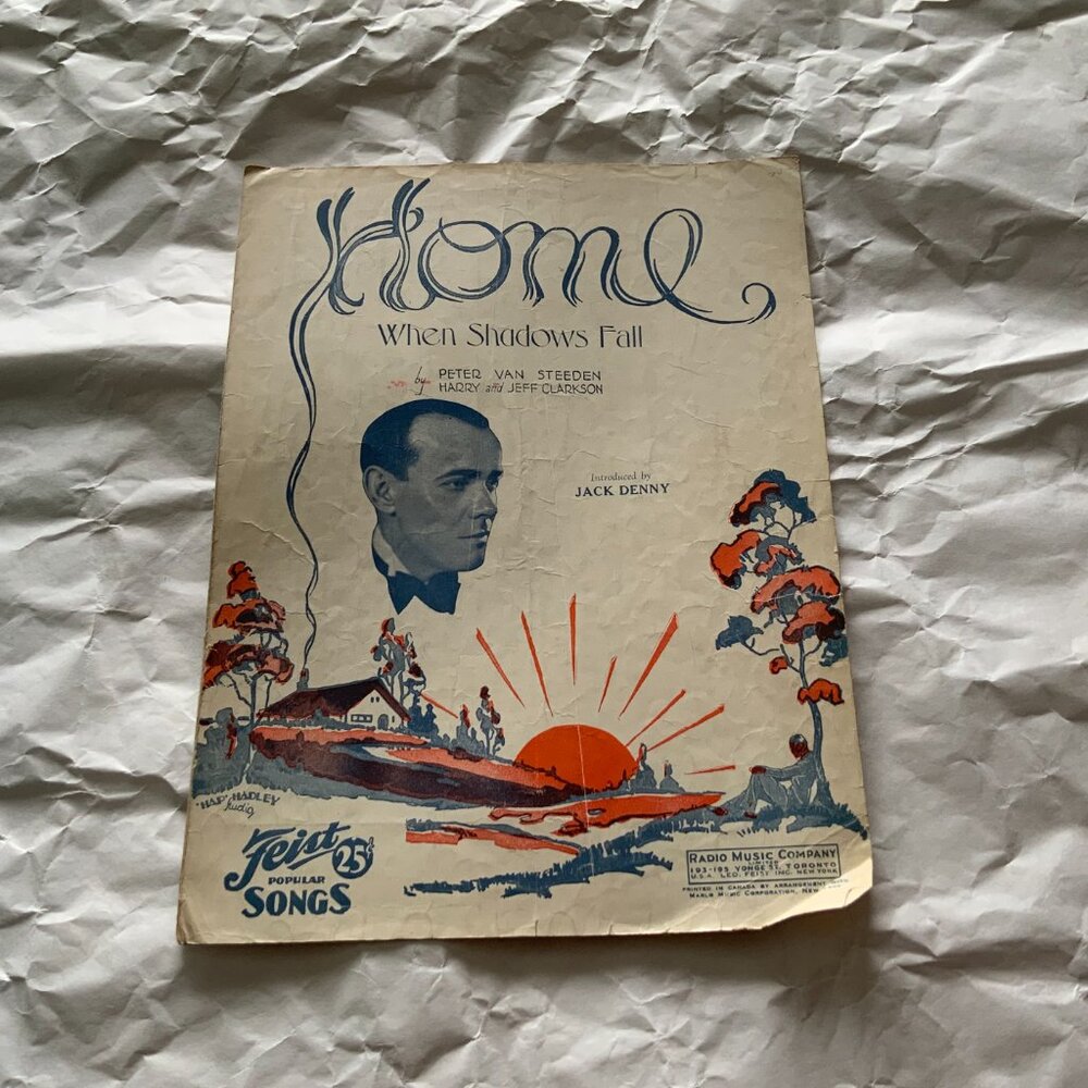 VINTAGE SHEET MUSIC - HOME, WHEN SHADOWS FALL - JACK DENNY 1931